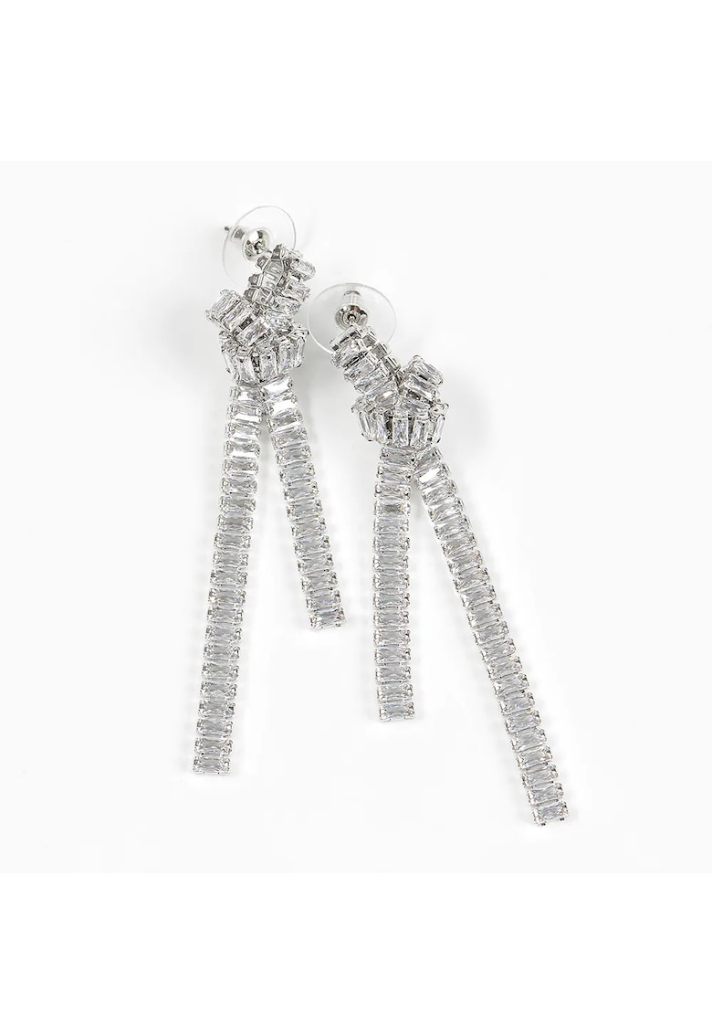 Cercei lungi argintii cu design modern - Paris