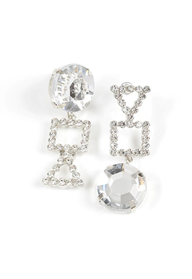 Cercei eleganti argintii cu forme patrate si rotunde - Paris