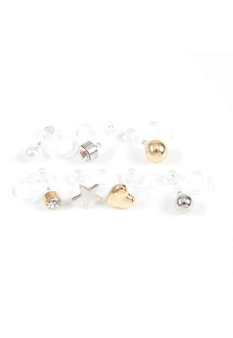Cercei mici clip-on cu forme diverse si accente metalice - Paris