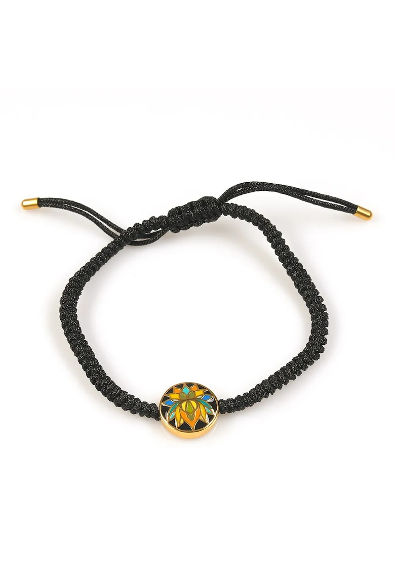 Bratara ajustabila cu snur negru si simbol lotus colorat - Paris