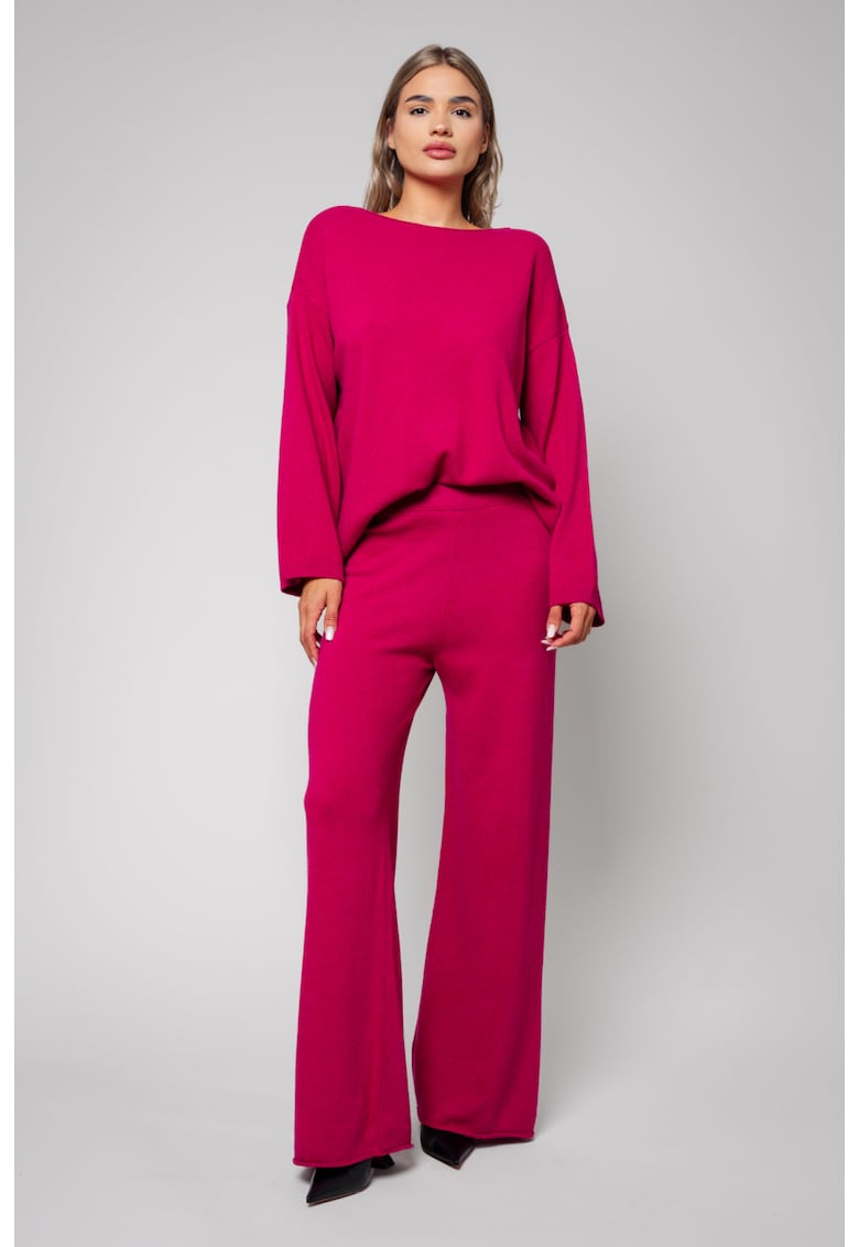 Set Lorelle mix lana si casmir pulover si pantalon lung Magenta I 18360