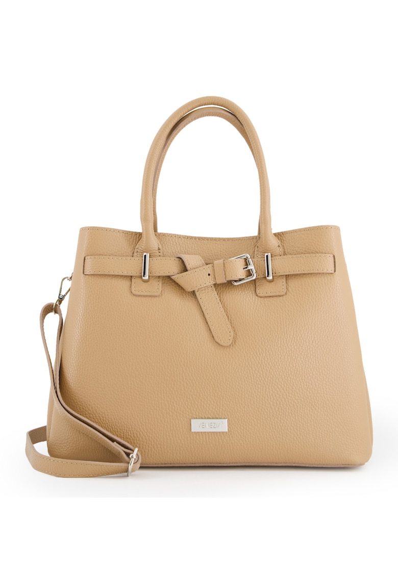 Geanta dama - model Bucket - piele naturala - 34x26x15cm - curea detasabila 128cm - Maro