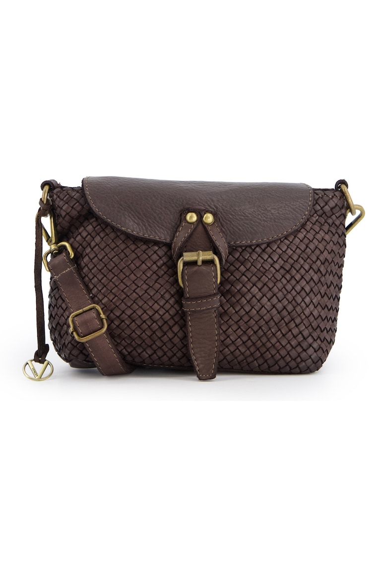 Geanta de umar din piele naturala 17x21x7cm - cu curea detasabila - 2 buzunare interioare