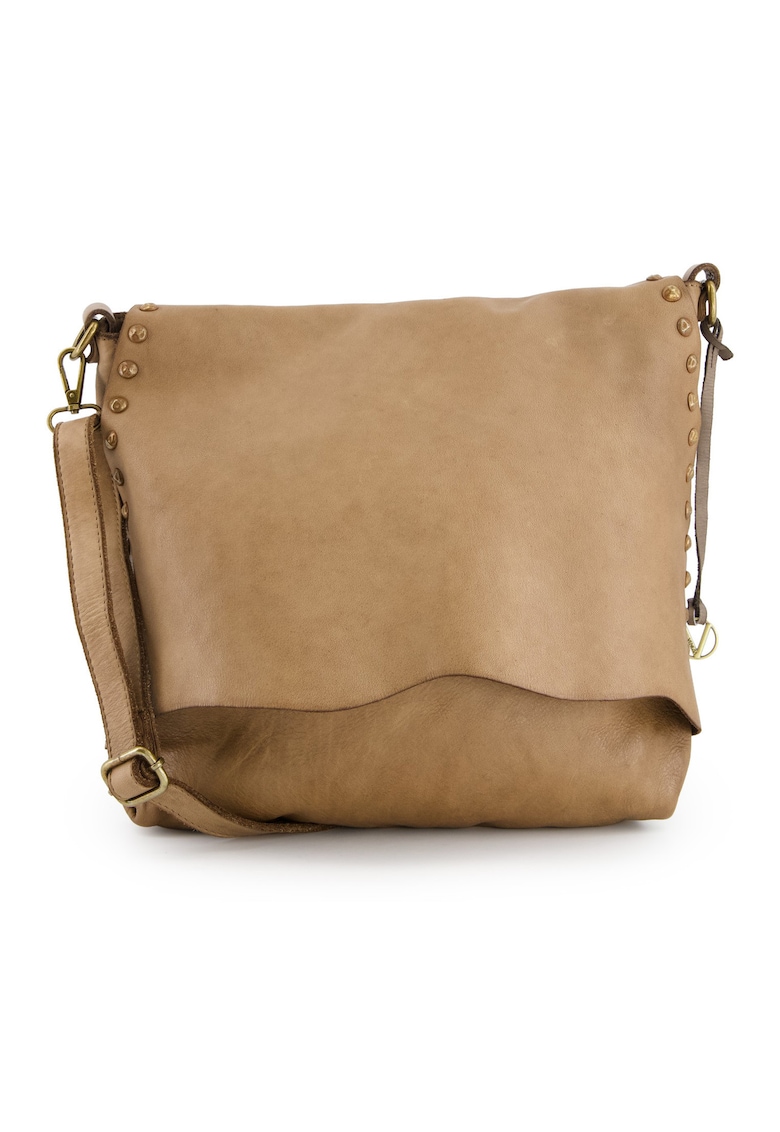 Geanta de umar din piele naturala maro - 31x33x8cm - cu 3 buzunare interioare - curea detasabila max 111cm