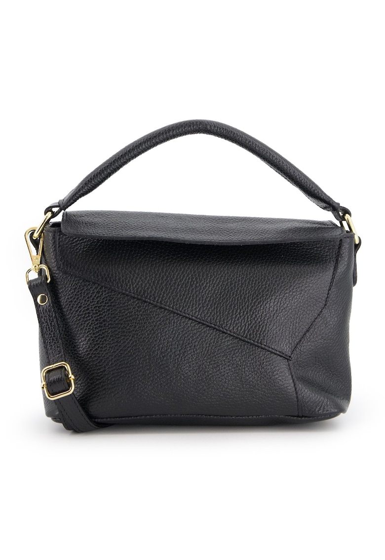 Geanta de umar - piele naturala - neagra - 15x24x11cm - cu bretea detasabila
