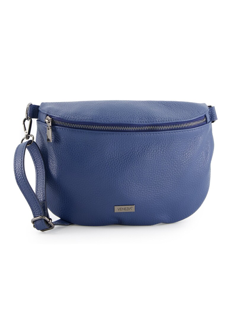 Geanta crossbody din piele naturala albastra - 20x28x4cm - cu curea detasabila - 1 compartiment interior - 1 compartiment exterior.