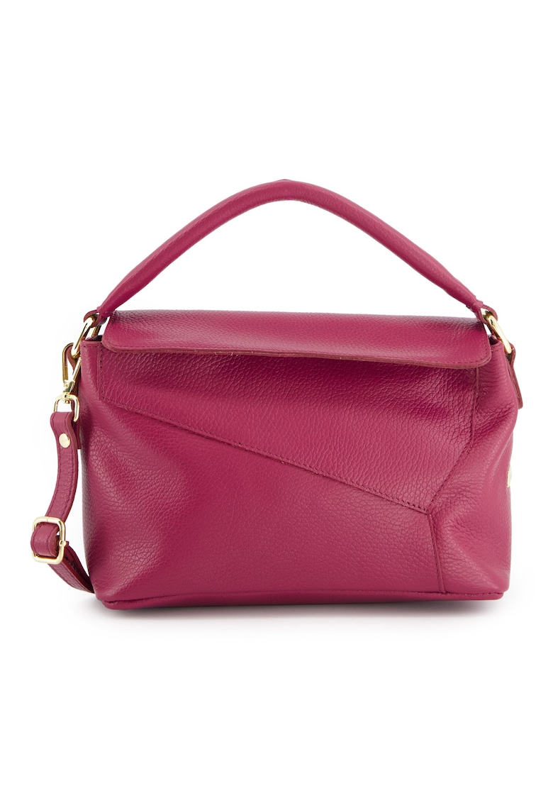 Geanta messenger dama piele naturala - bordou - 15x24x11cm - curea detasabila - 1 buzunar interior - 1 buzunar exterior