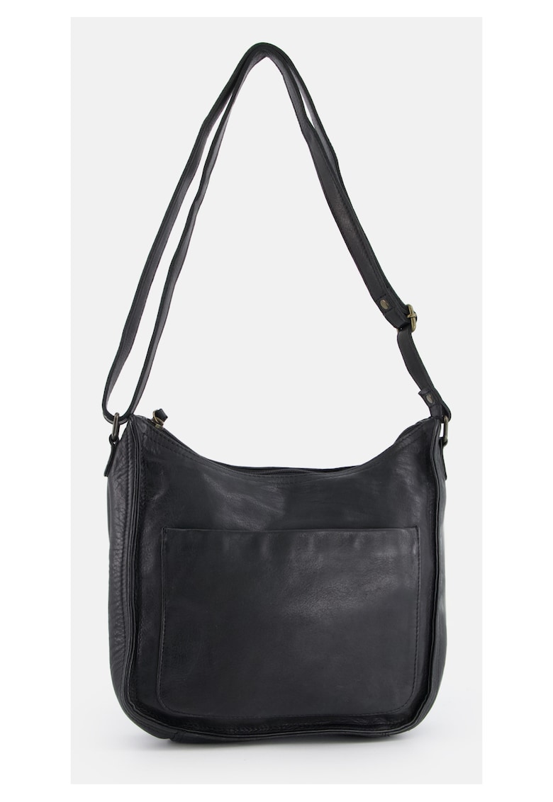 Geanta messenger piele naturala - neagra - 26x27x8cm - 2 buzunare interioare - 2 buzunare exterioare - curea reglabila max 145cm