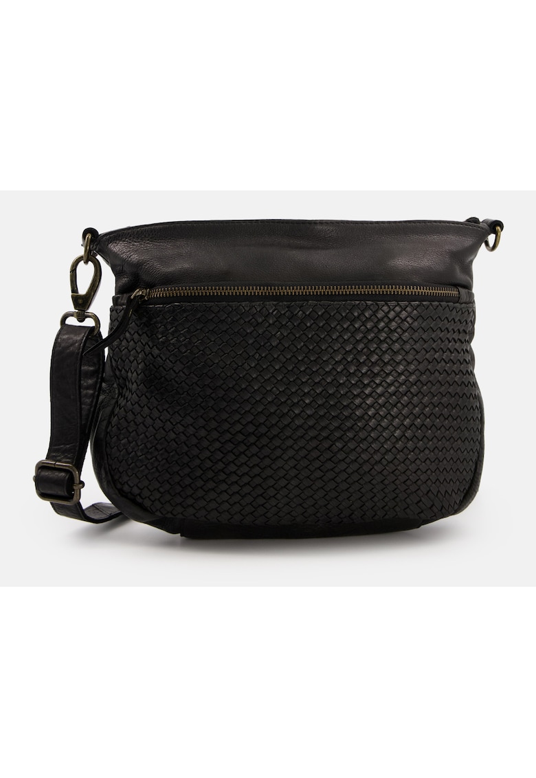 Geanta de umar - piele naturala - neagra - 21 -5x30x10cm - 2 buzunare interioare - 2 buzunare exterioare - curea detasabila max 150cm