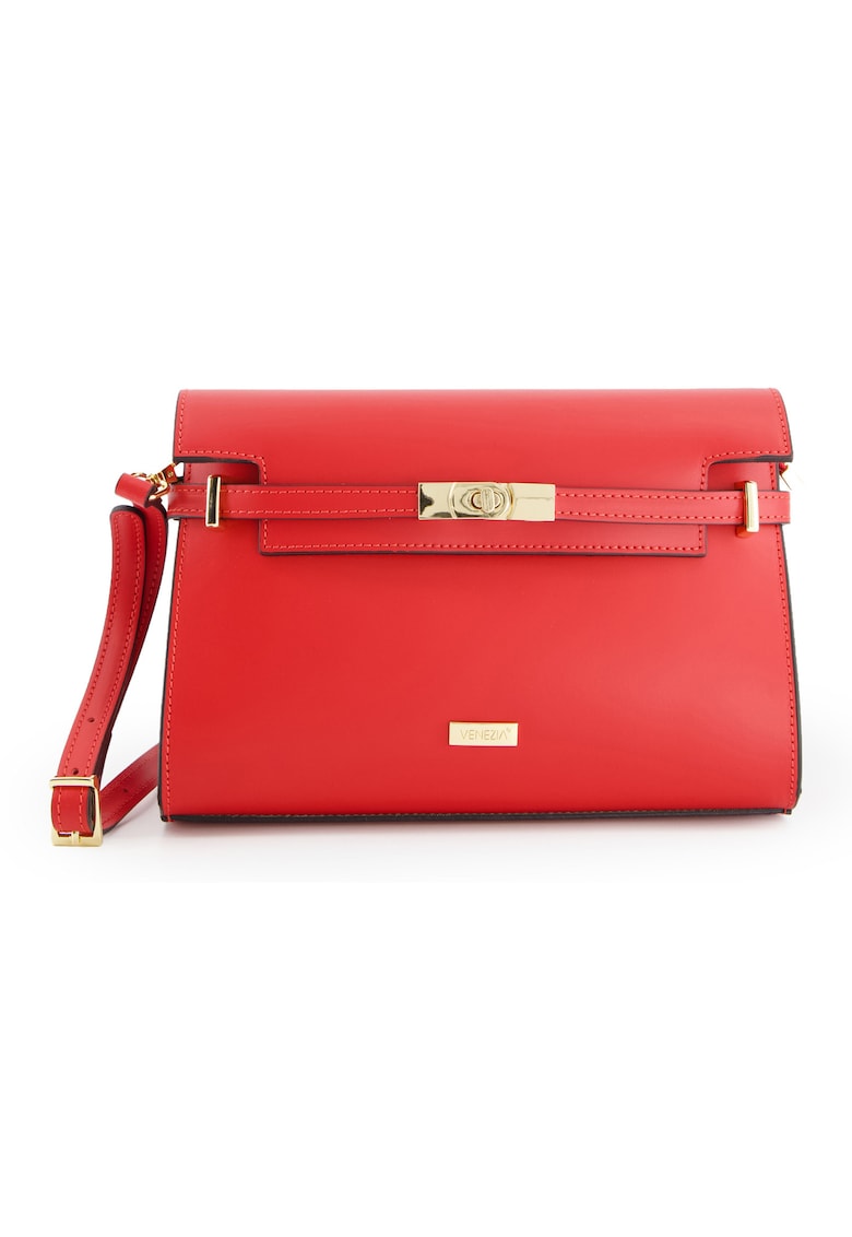 Geanta dama tip bucket - piele naturala - 27x17x7cm - cu detalii aurii - curea detasabila