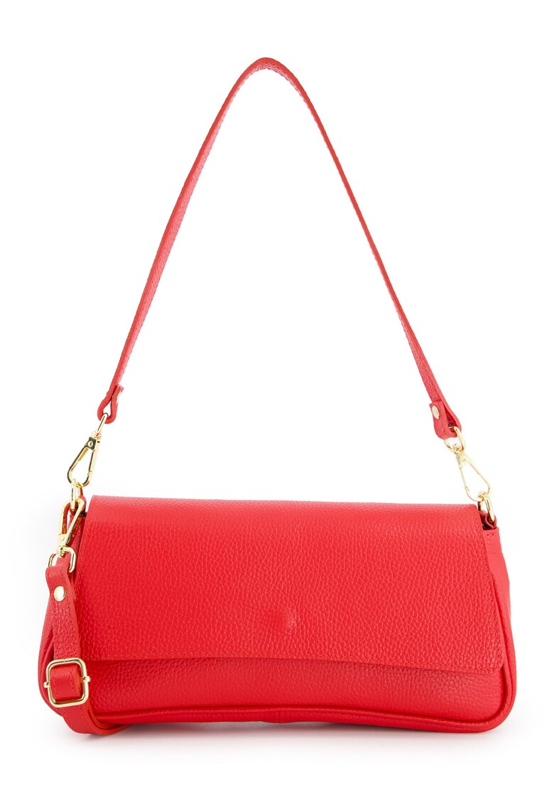 Geanta dama crossbody - piele naturala - rosie - 30x14x8cm - curea detasabila 61cm - curea maxim 115cm