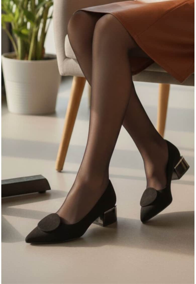 Nur Pantofi dama negri din piele intoarsa