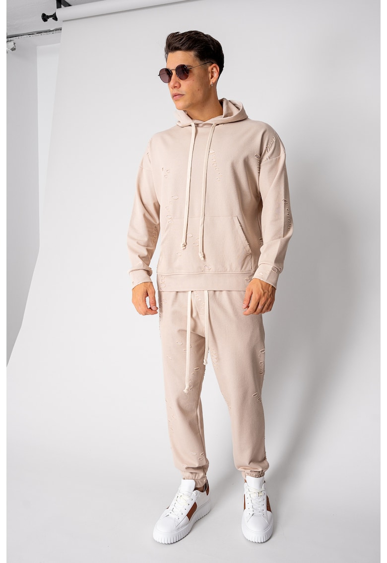 Set Ripped hanorac si pantalon Beige 18484