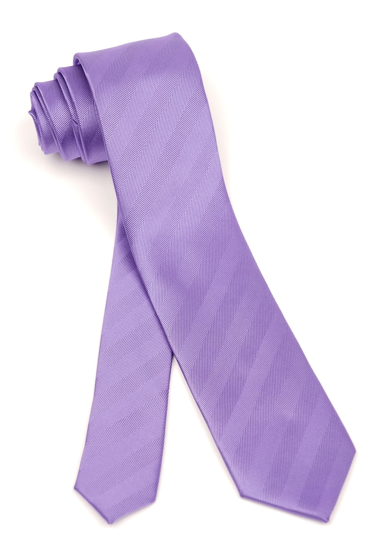Cravata slim mov liliachiu din matase cu model chevron