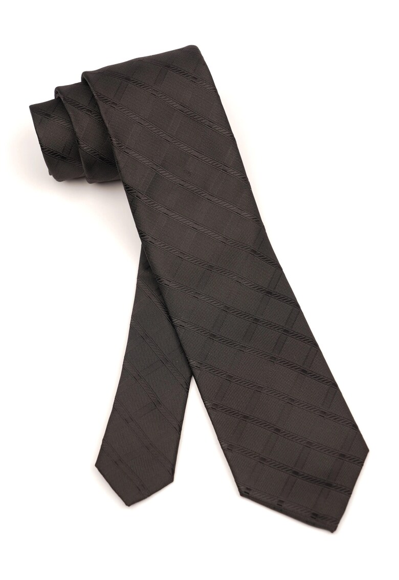 Cravata neagra din matase cu model geometric discret