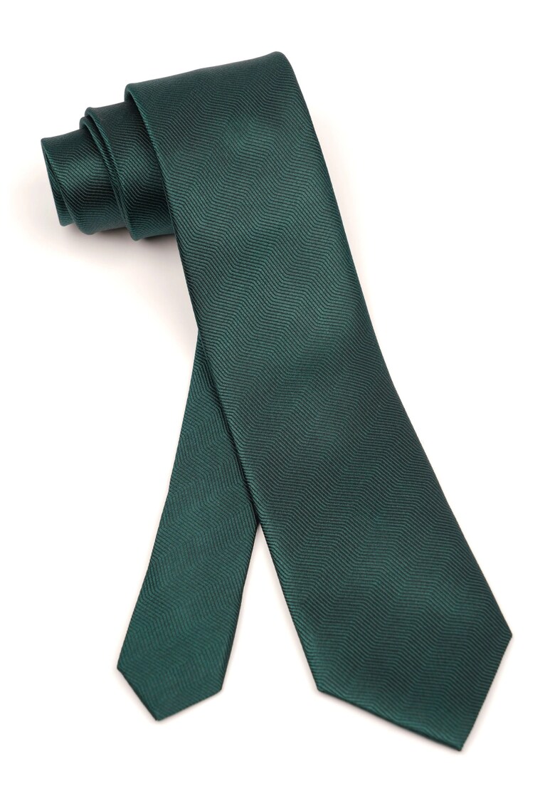 Cravata verde smarald din matase cu model herringbone
