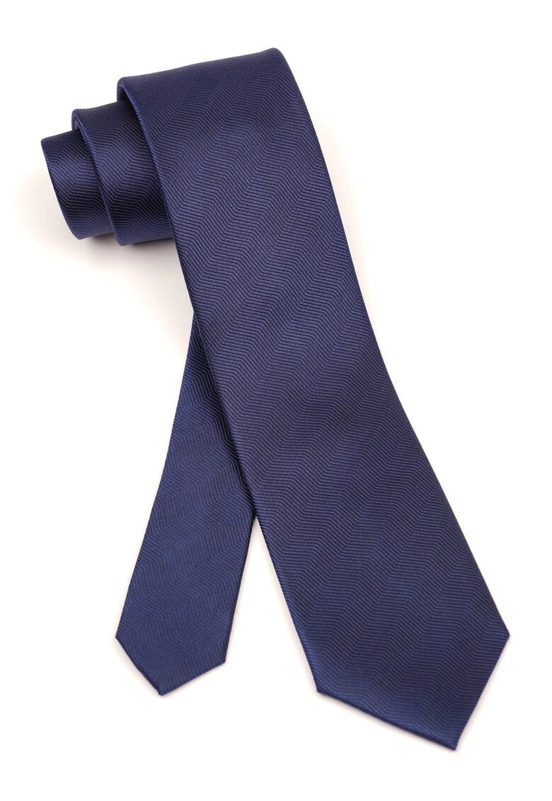 Cravata albastru navy din matase cu model texturat