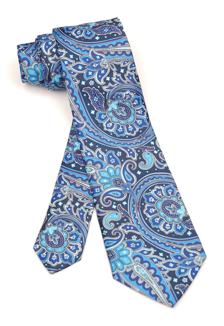 Cravata albastru intens cu model paisley elegant