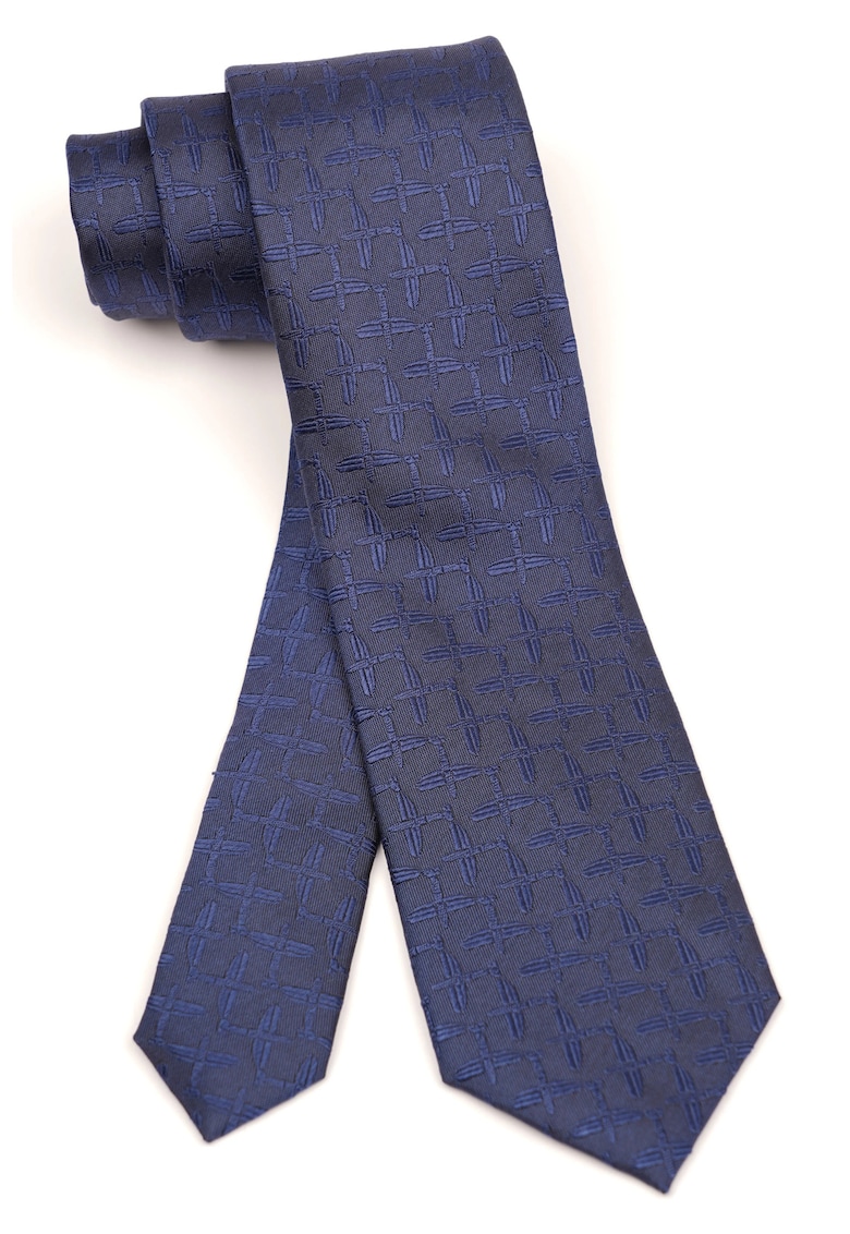 Cravata clasica bleumarin cu model geometric discret