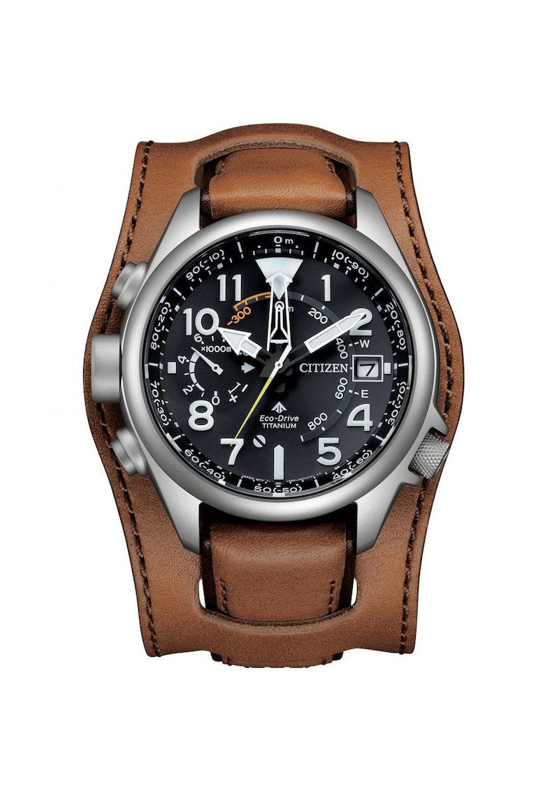 Ceas bărbați Promaster Land - titan - 49mm - curea piele naturală - analog - rezistent la apă 20 atm