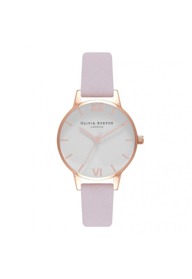 Ceas de mână pentru femei -  cadran alb - inox - curea din piele naturală - 30mm