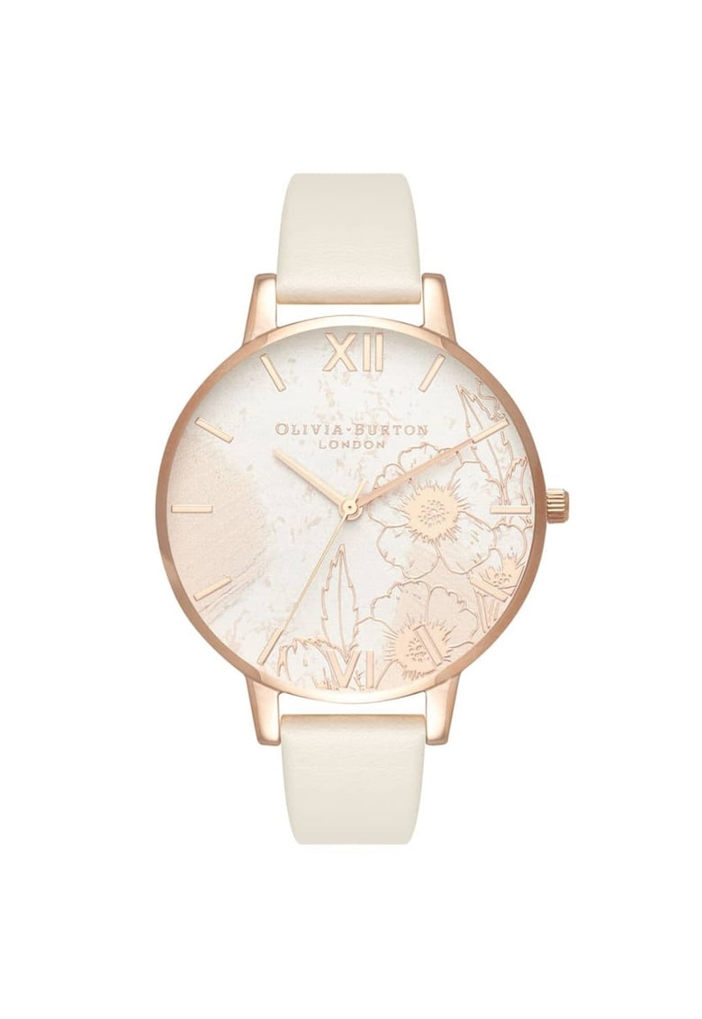 Ceas Dama -  Abstract Florals - inox - 38mm - piele naturală