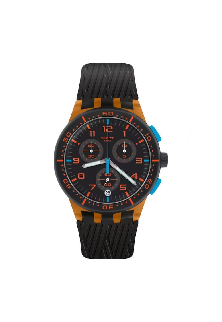 Ceas barbătești - Chrono Plastic - mecanism quartz - neagră - 42mm