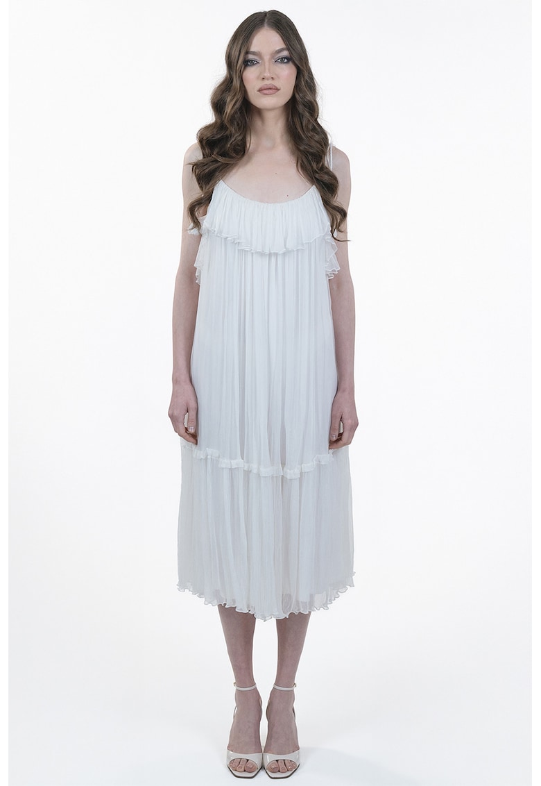 Rochie de matase cu pliuri - Alb