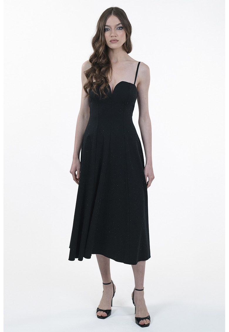 Rochie evazata fara maneci - Negru