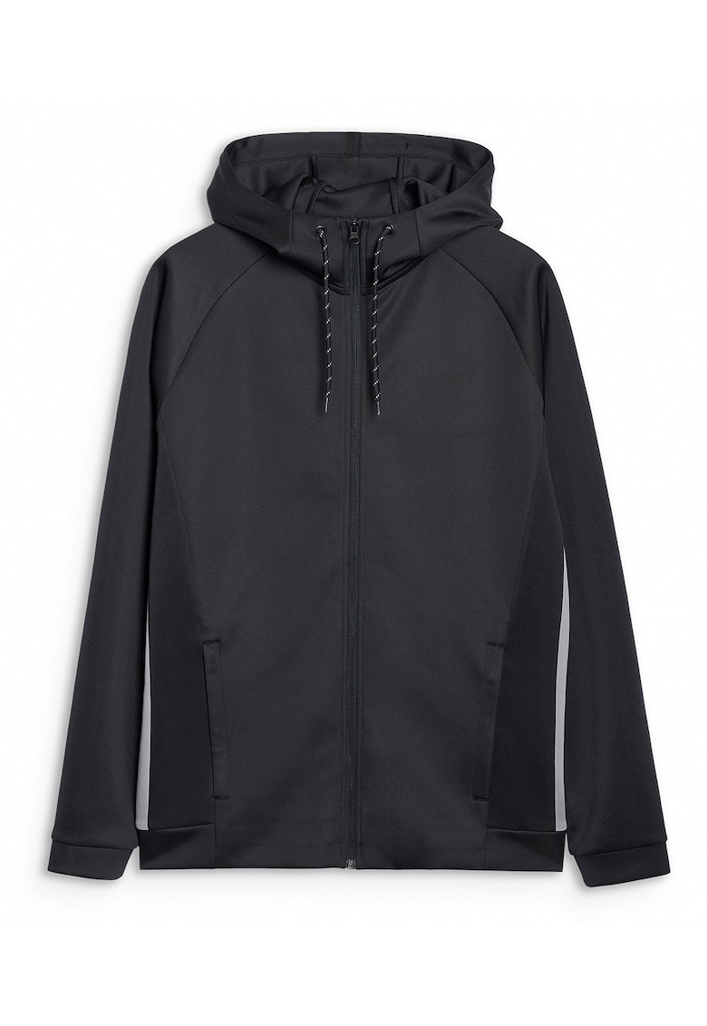 Hanorac Sport pentru Barbati - Negru Intens - Gluga Reglabila - Tehnologie 4FDry - Marime L - Ideal Antrenamente si Uz Zilnic