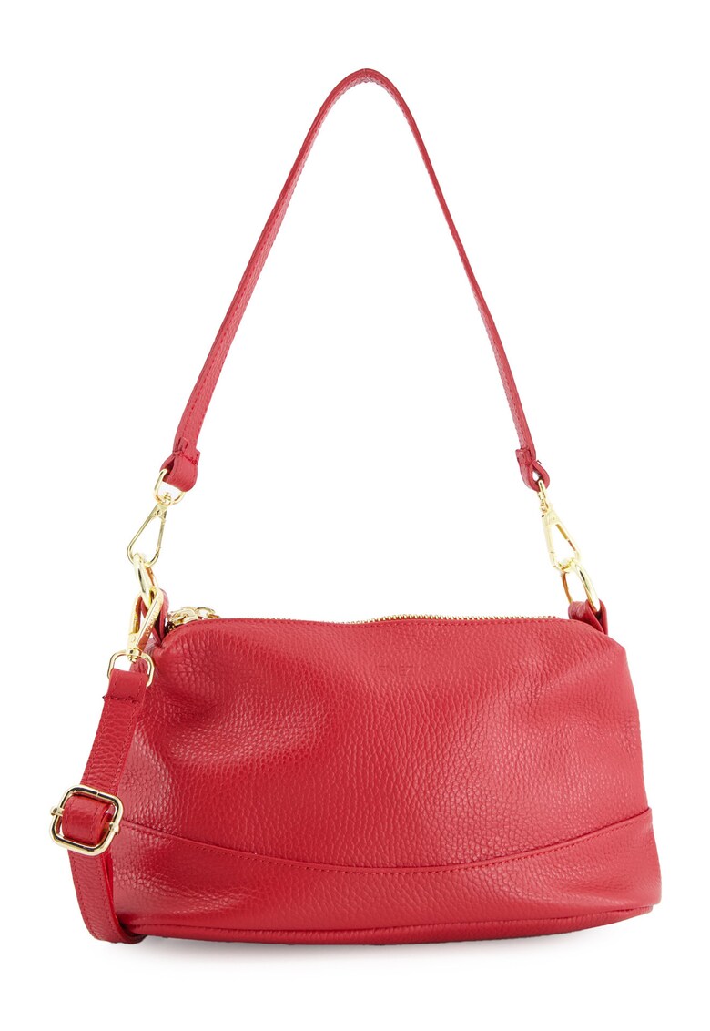 Geanta de umar rosie - piele naturala - 16x26x10cm - cu 1 compartiment interior - curea detasabila 52cm - 1 buzunar exterior.