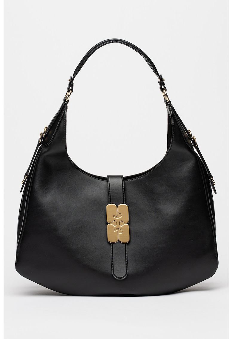 Geanta hobo de piele ecologica cu detaliu metalic