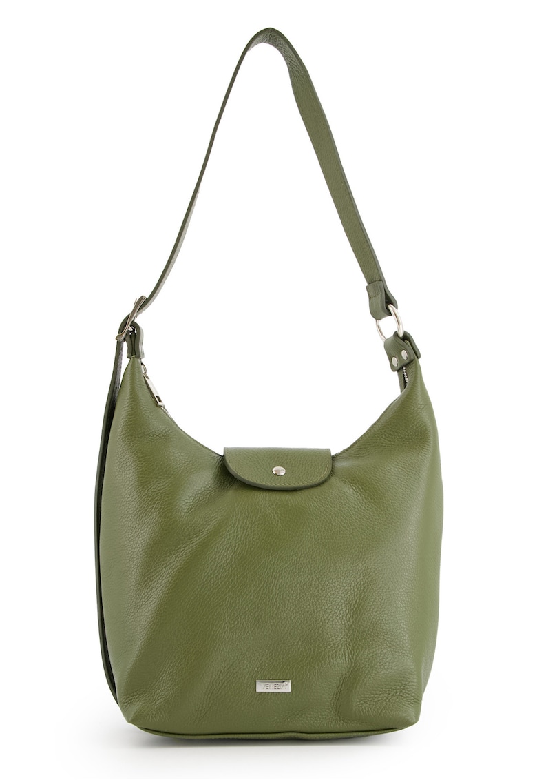 Geanta de umar - piele naturala - verde - 31x24x10cm - 2 buzunare interioare