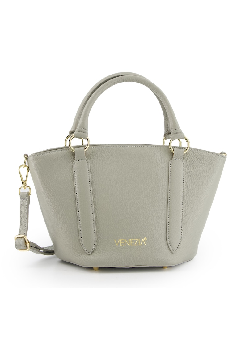 Geanta crossbody piele naturala gri - 31x19x16cm - curea detasabila 113cm