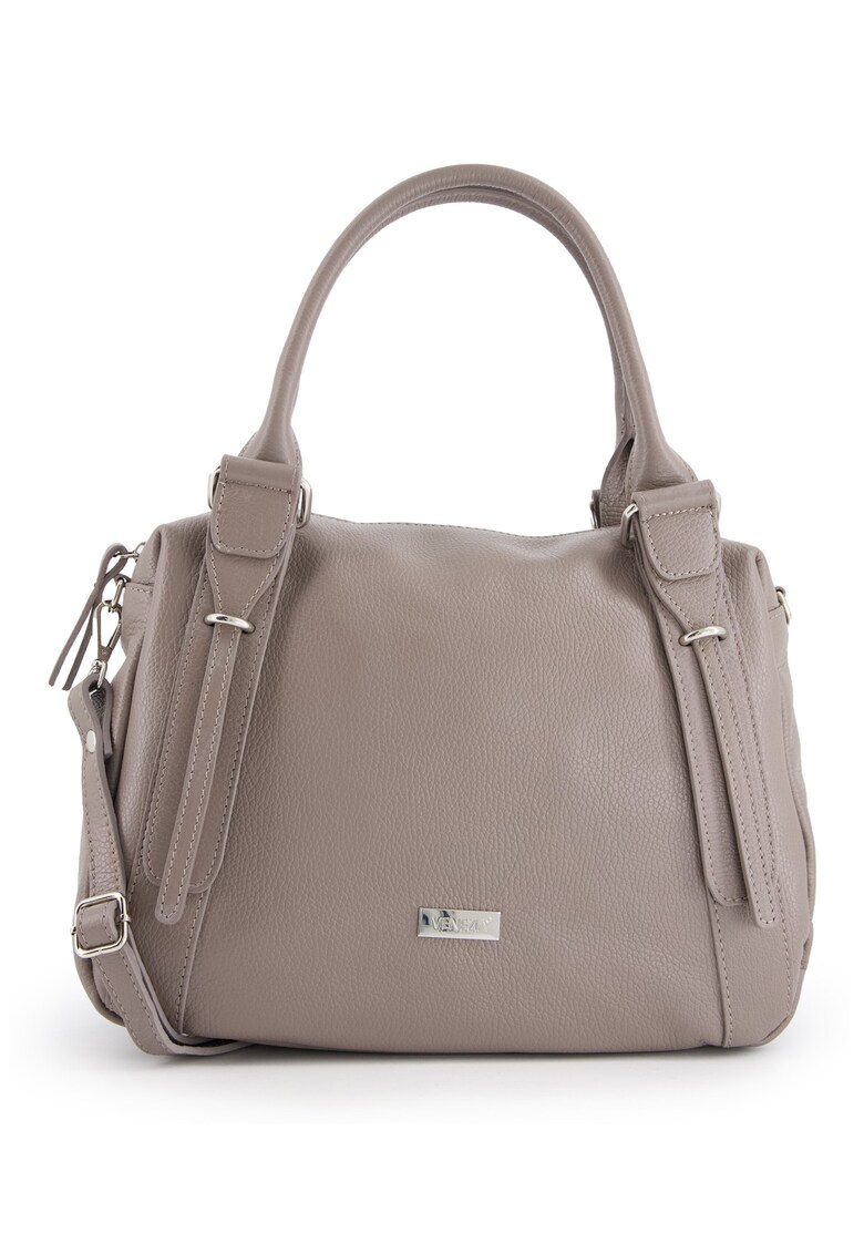 Geanta de umar - piele naturala - gri - 31x37x13cm - 3 compartimente interioare - curea detasabila 117cm