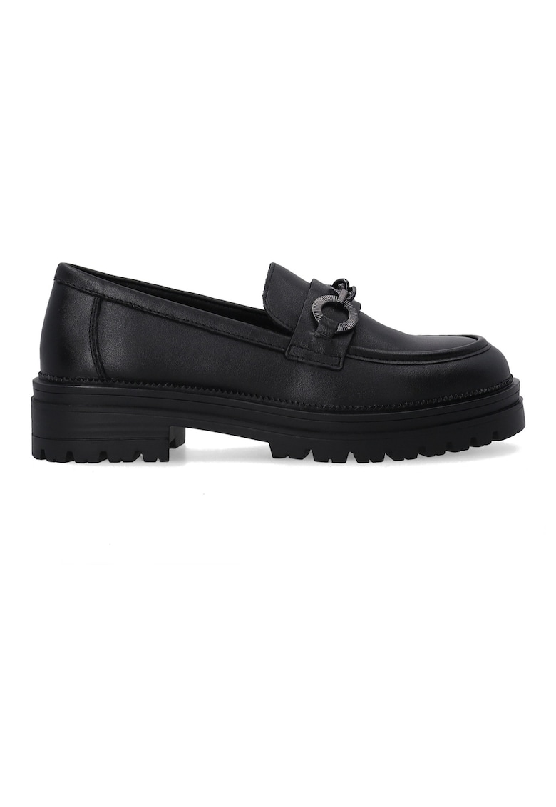 Mocasini din piele cu decoratiuni metalice