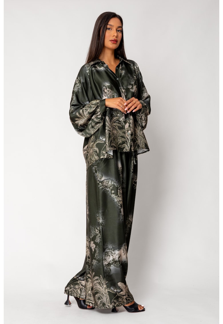 Set Shells Camasa si pantalon lung din mix matase Green 18028