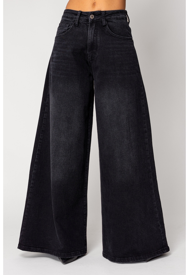 Blugi elastic largi din denim Black 18030