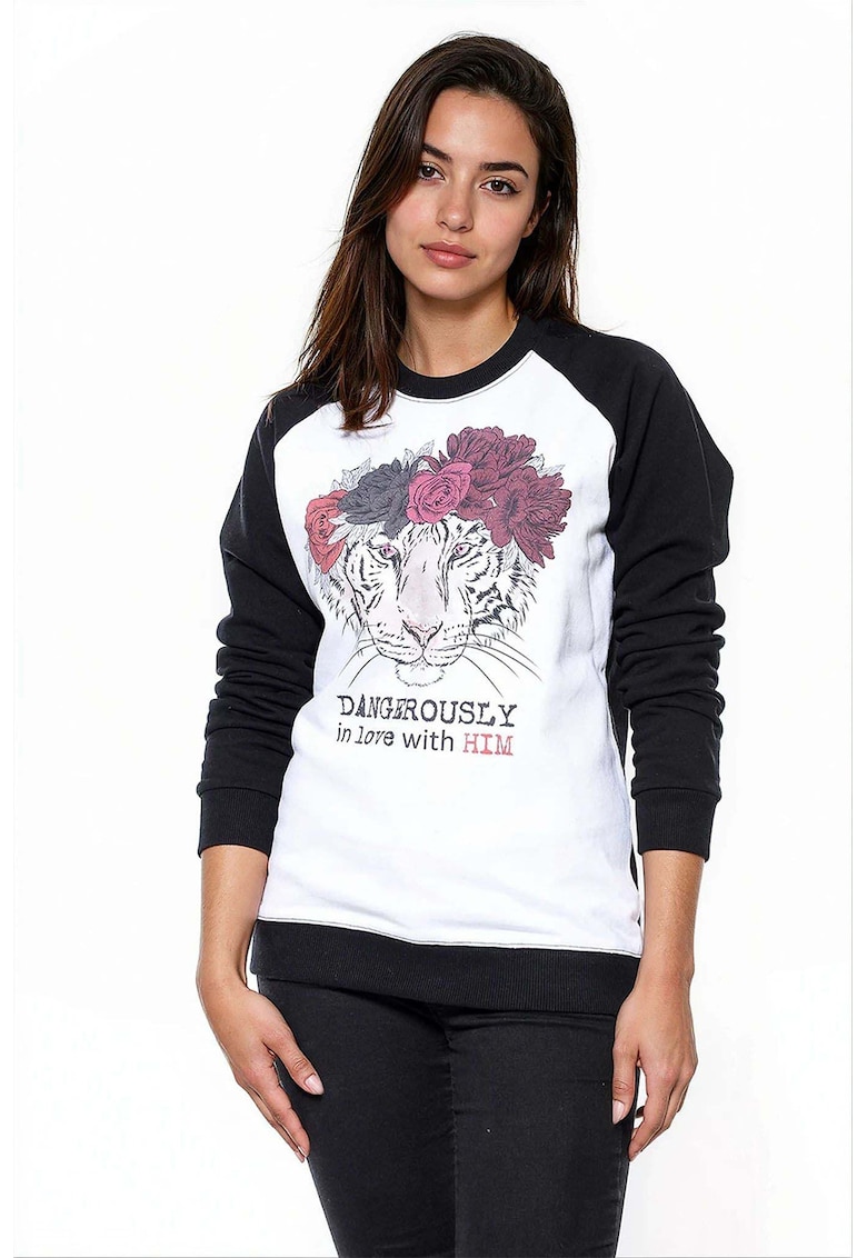 Bluza de trening de bumbac cu imprimeu grafic si text