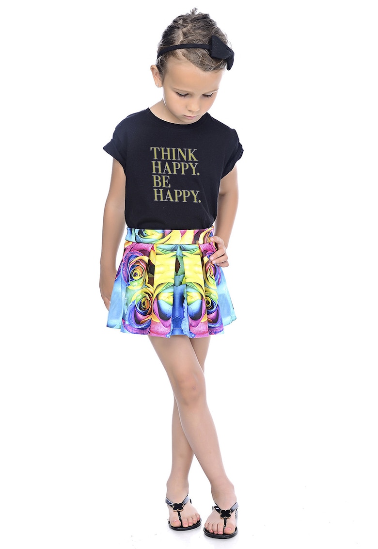 Fusta mini evazata cu pliu inversat