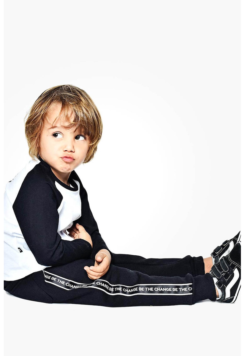 Pantaloni de trening de bumbac cu segmente laterale contrastante