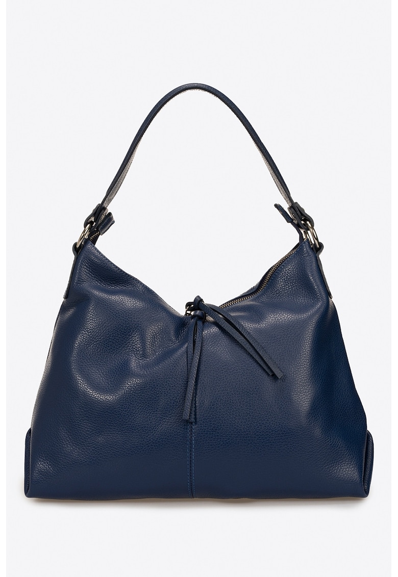 Geanta de piele cu fermoar si bareta de umar