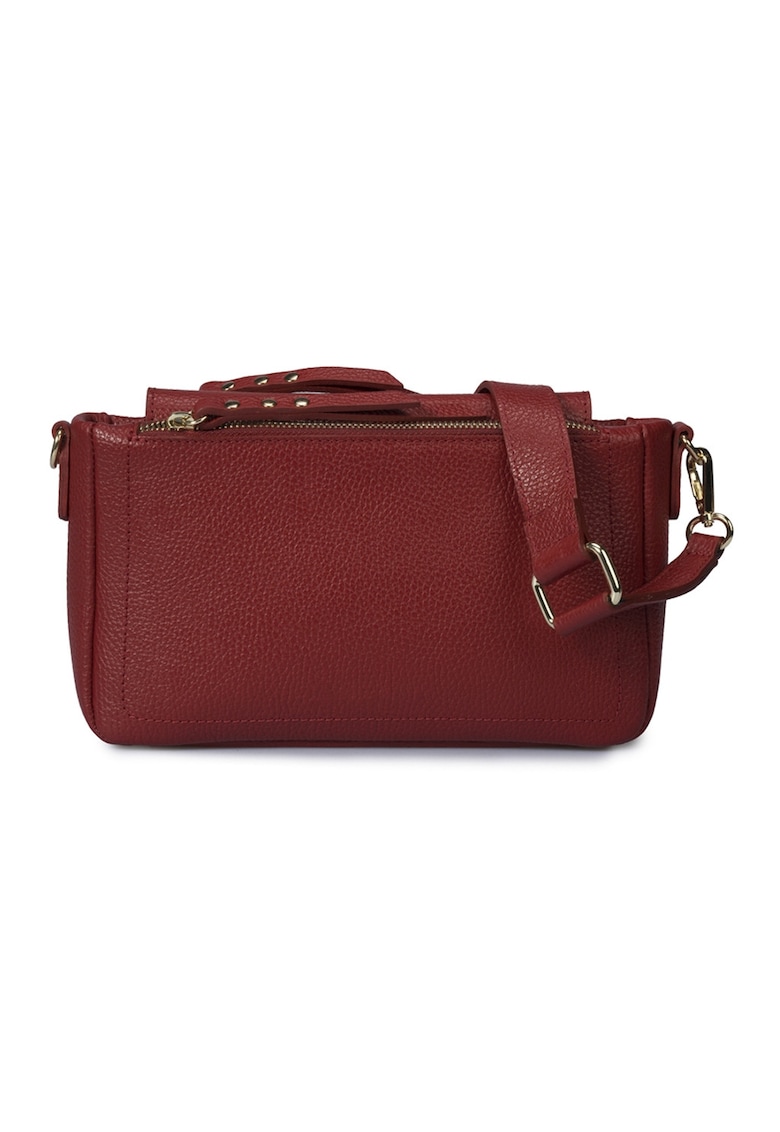 Geanta de piele cu bareta detasabila de umar - Visiniu