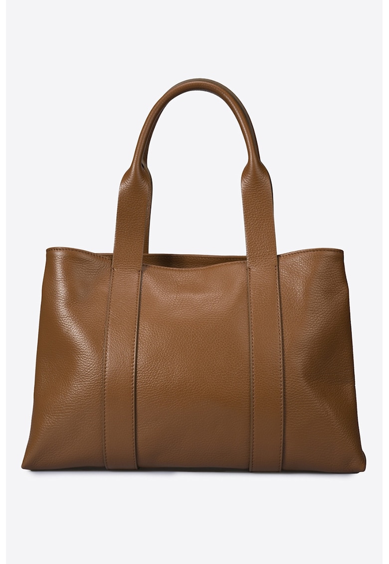 Geanta shopper uni din piele cu fermoar