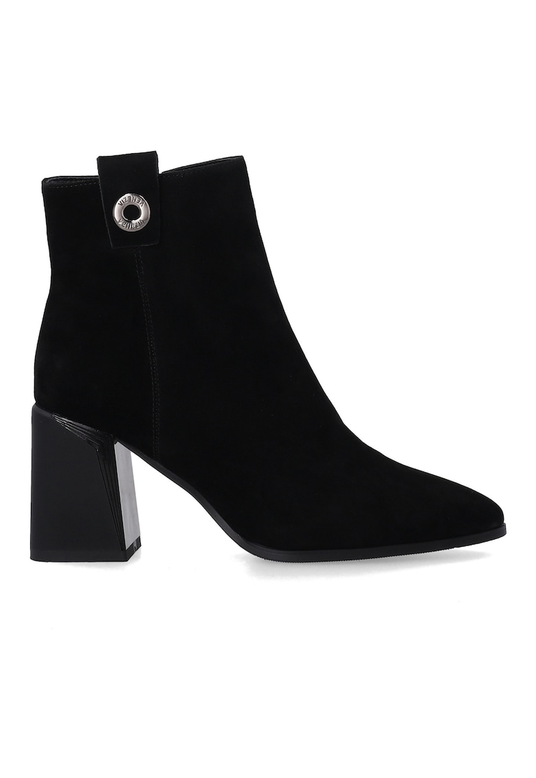 Ghete elegante cu toc inalt din piele intoarsa neagra