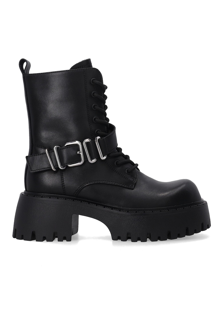 Ghete de lucru cu platforma - din piele neagra - pentru femei