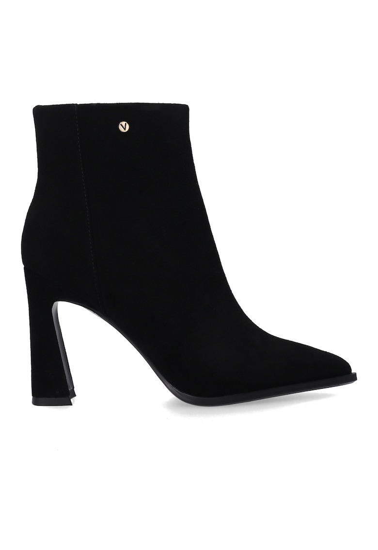 Botine elegante negre din piele intoarsa cu toc MARIMEA