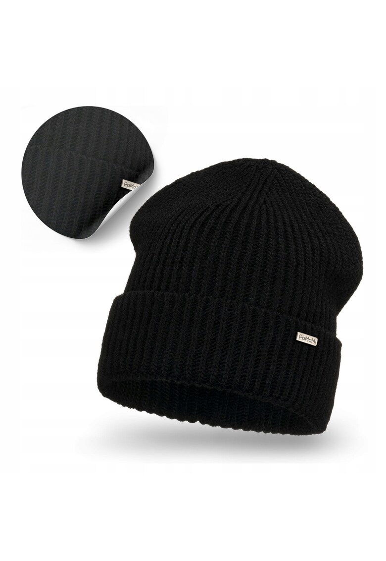 Caciula de iarna pentru femei - universala - neagra - confectionata dintr-un amestec de 85% acril si 15% poliamida - design cu indoiala - rezistenta la inghet - confortabila - usoara - placuta la atingere - perfecta pentru serile de toamna - inaltime 27