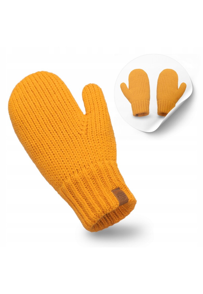 Manusi de iarna pentru femei - 20680-040 - Miere - Calduroase - Cu manusi - Tricotaj dublu - Material moale - Durabile - Rezistente la deformare - Stil universal - Rezistente la inghet - Standard Oeko-Tex 100 - Produs polonez - Perfecte pentru plimbaril