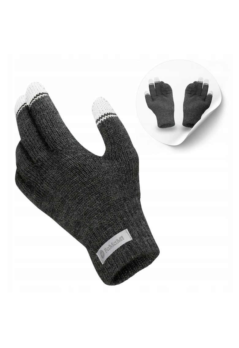 Manusi de iarna pentru barbati - 16180-002 - marime universala - compatibile cu ecranele tactile - prelucrare de inalta calitate - design modern - calduroase - rezistente la scarpaturi - material acrilic - culoare gri inchis - certificate Oeko-Tex®